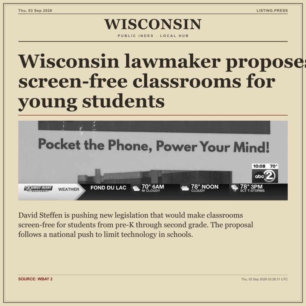 Wisconsin lawmaker proposes screen-free classrooms for young students