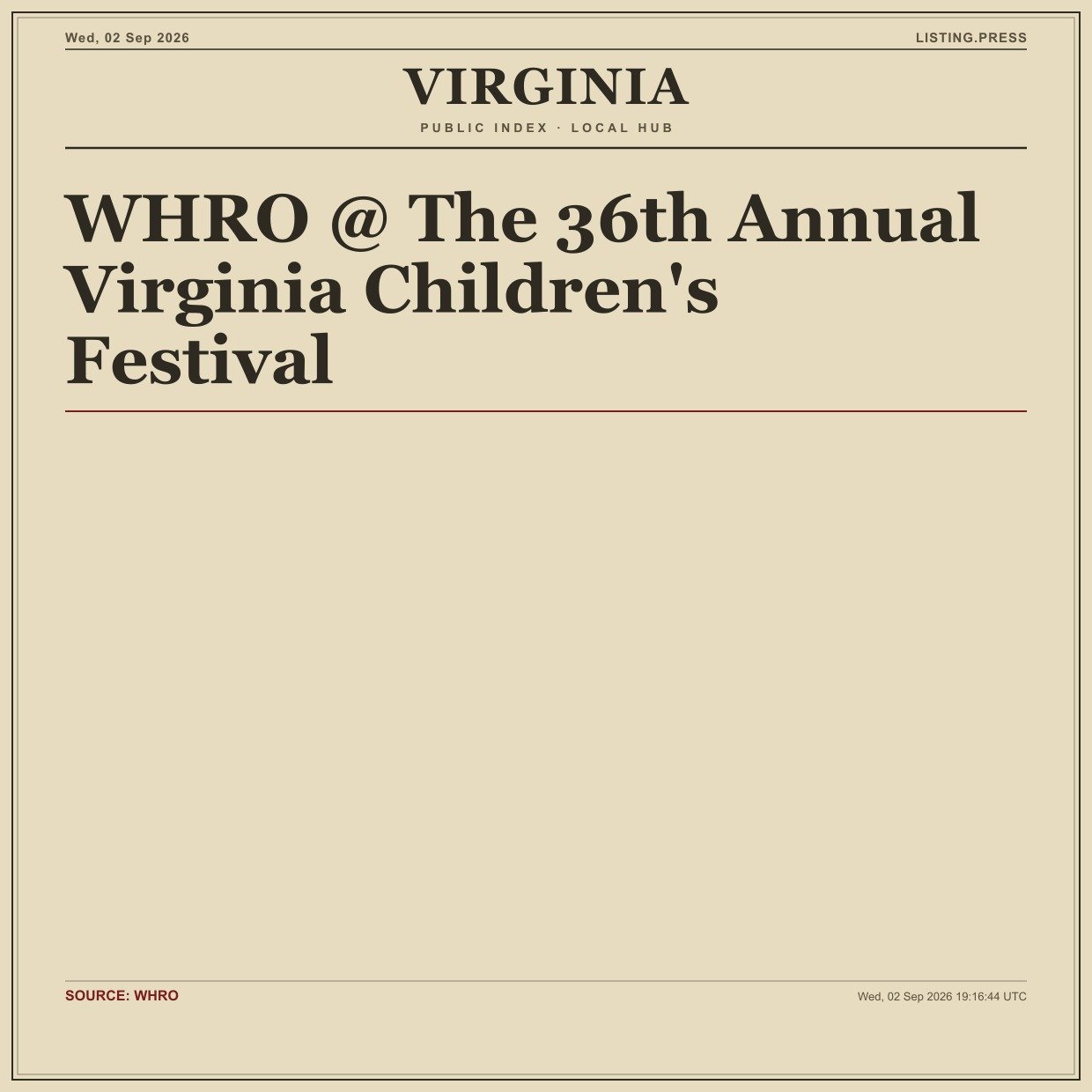 WHRO @ The 36th Annual Virginia Children's Festival