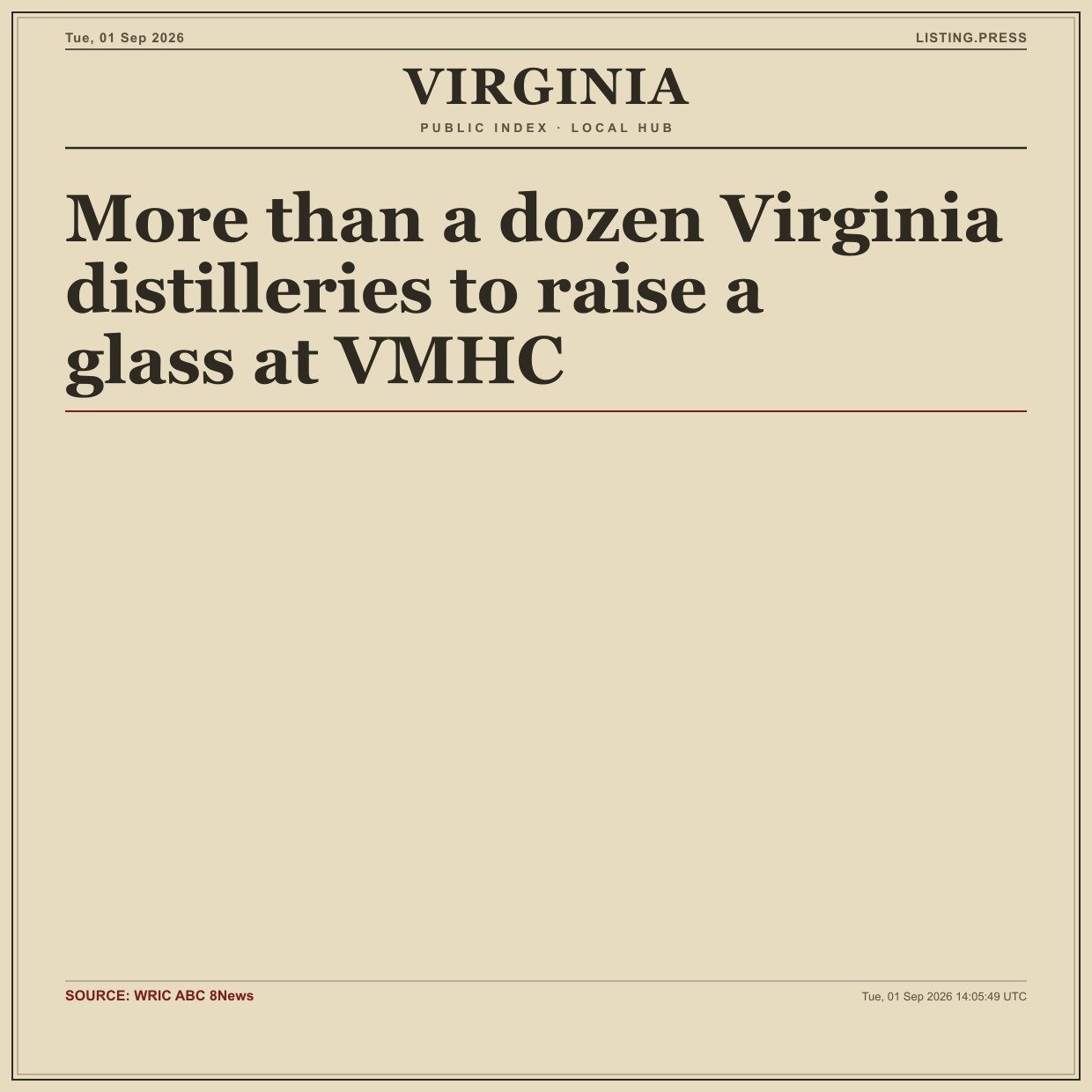 More than a dozen Virginia distilleries to raise a glass at VMHC