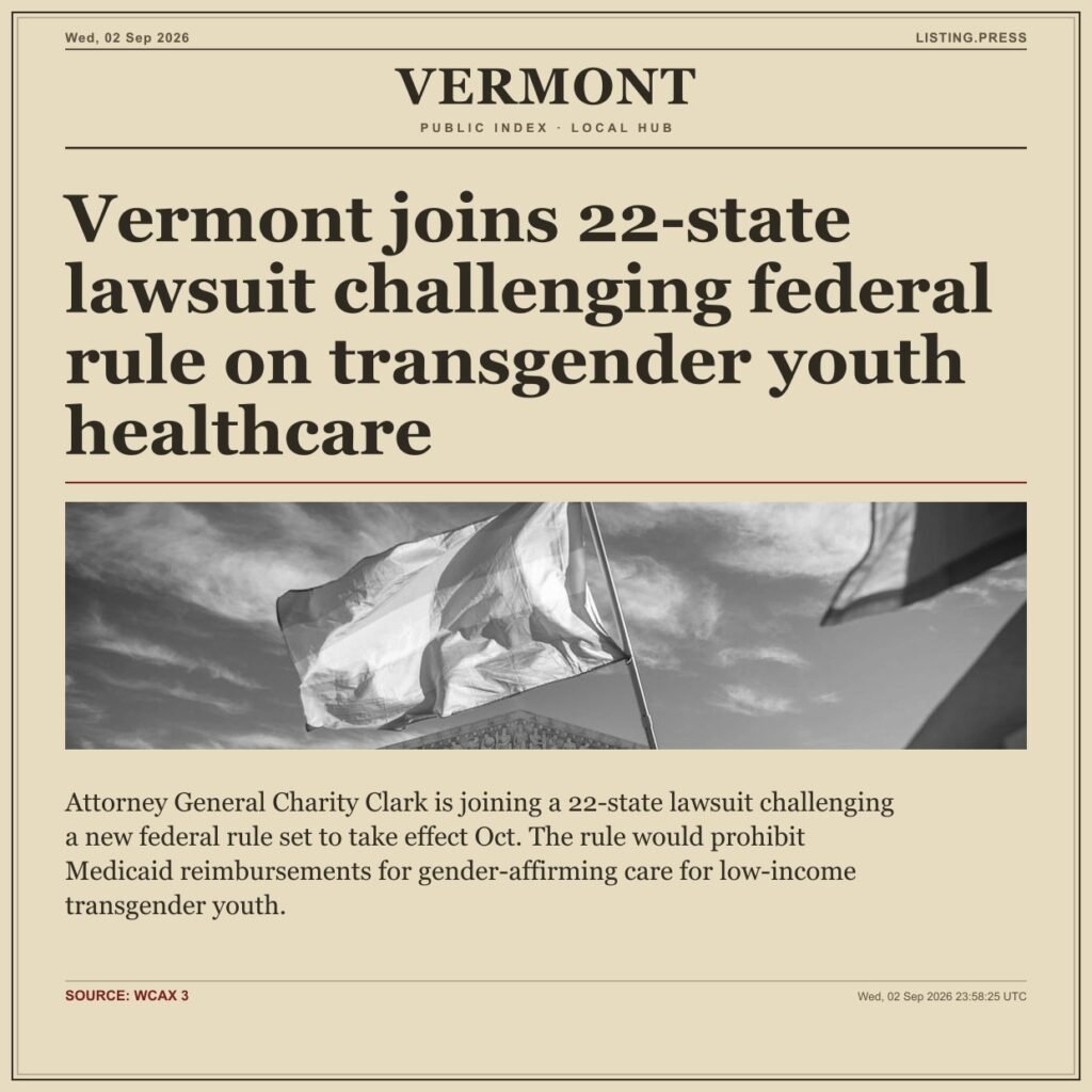 Vermont joins 22-state lawsuit challenging federal rule on transgender youth healthcare