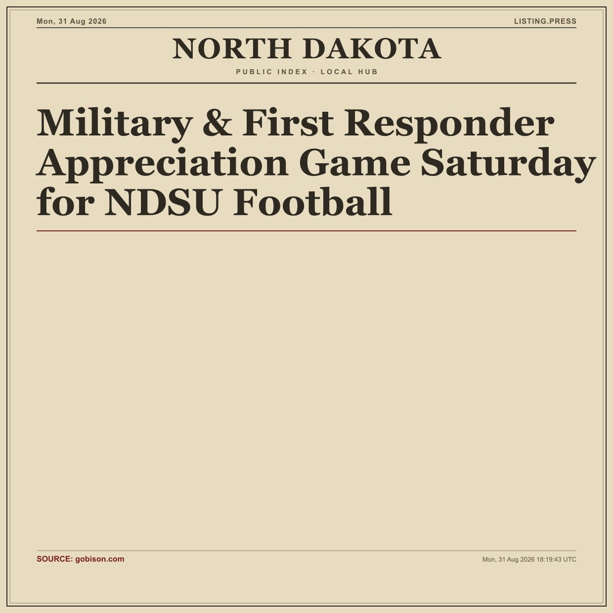 Military & First Responder Appreciation Game Saturday for NDSU Football