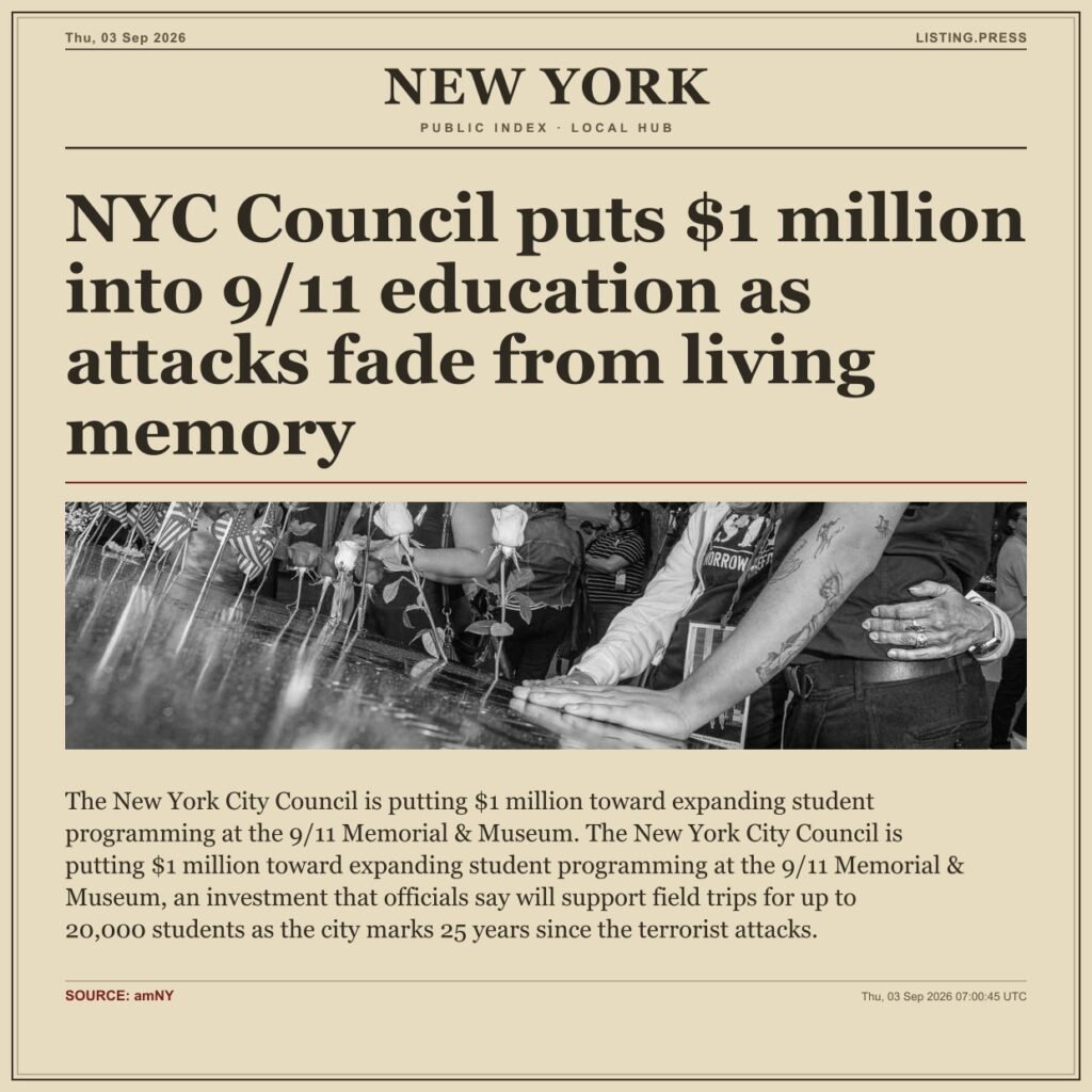 NYC Council puts $1 million into 9/11 education as attacks fade from living memory