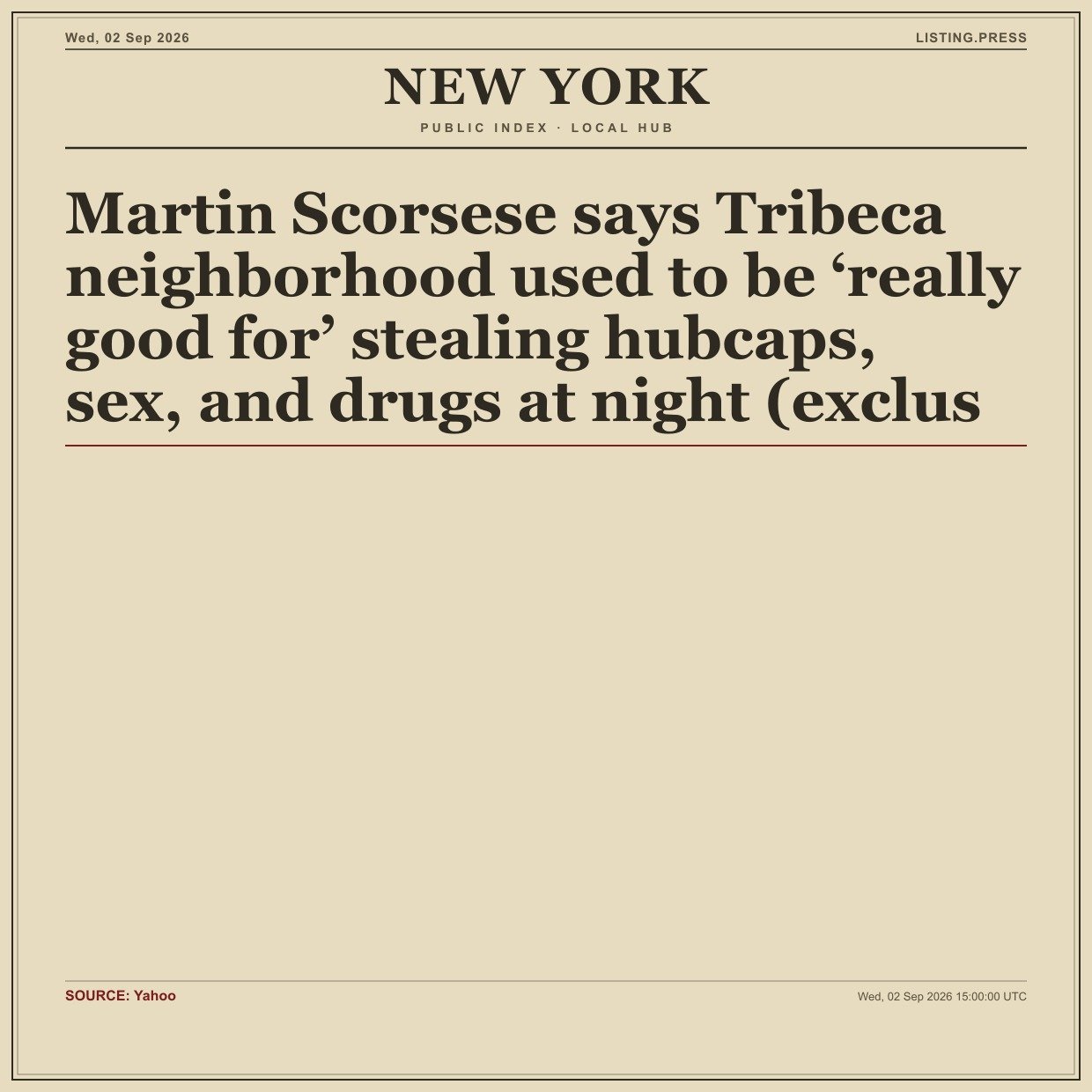 Martin Scorsese says Tribeca neighborhood used to be ‘really good for’ stealing hubcaps, sex, and drugs at night (exclus