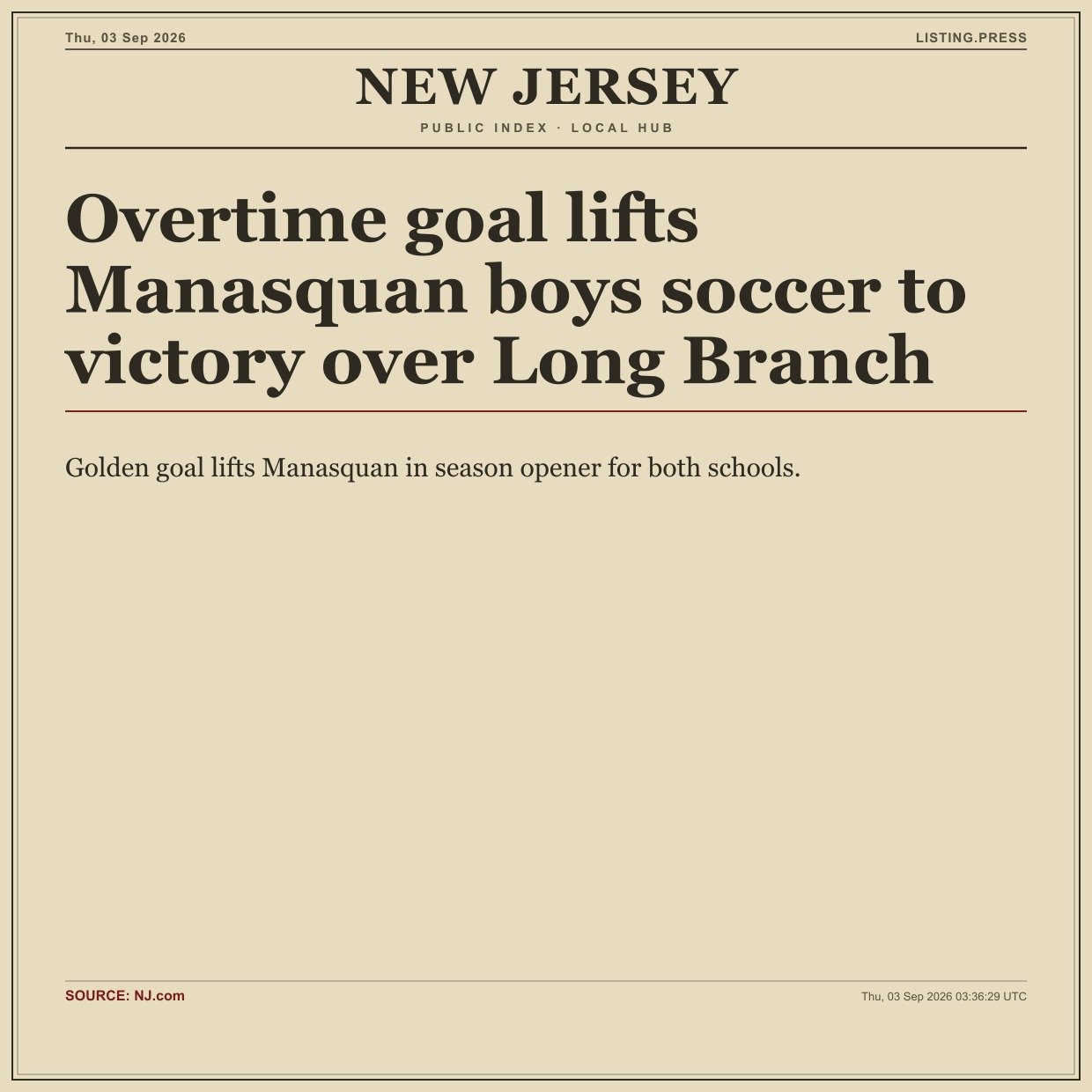 Overtime goal lifts Manasquan boys soccer to victory over Long Branch