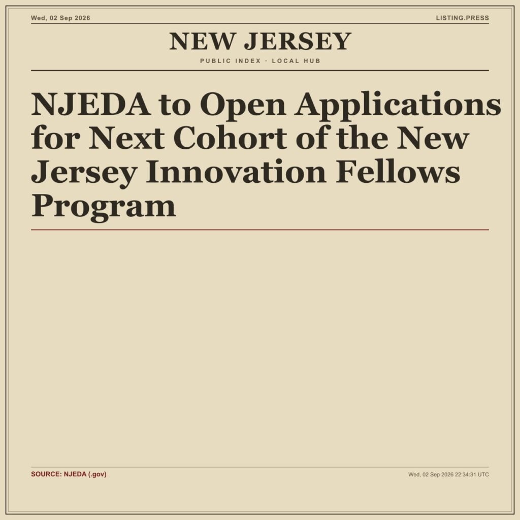 NJEDA to Open Applications for Next Cohort of the New Jersey Innovation Fellows Program