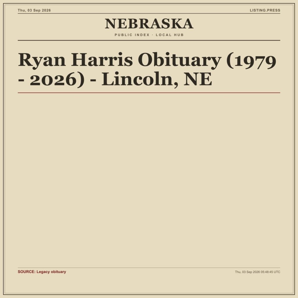 Ryan Harris Obituary (1979 – 2026) – Lincoln, NE