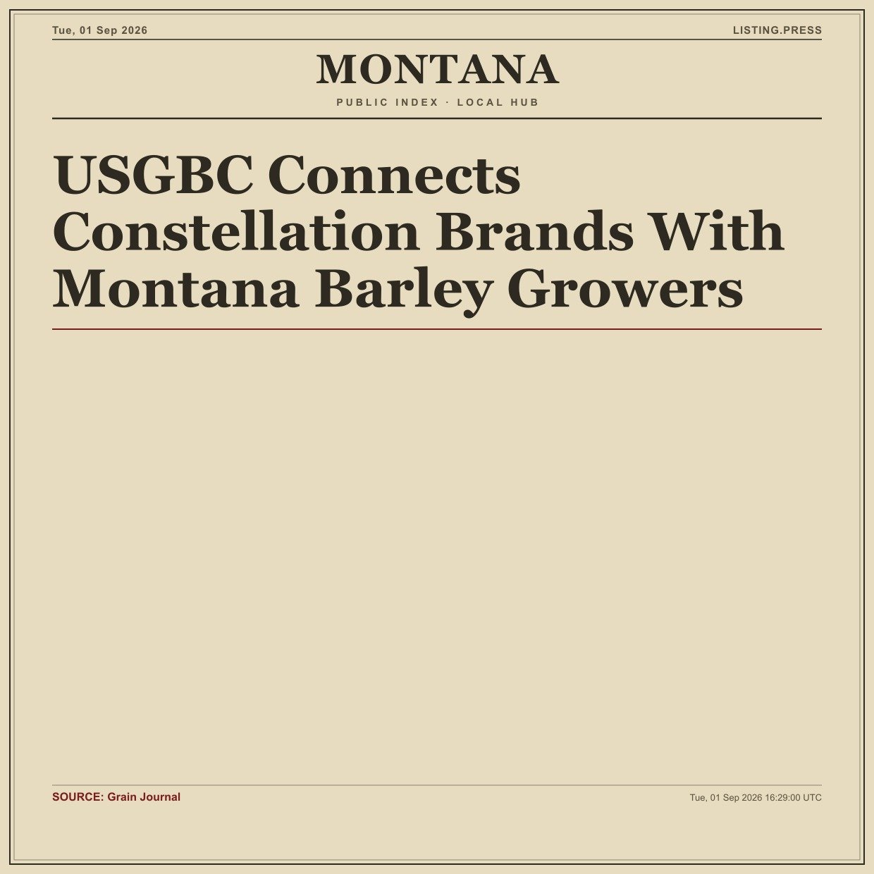 USGBC Connects Constellation Brands With Montana Barley Growers