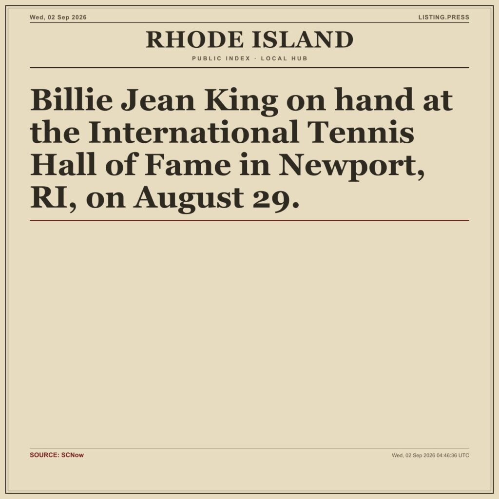 Billie Jean King on hand at the International Tennis Hall of Fame in Newport, RI, on August 29.