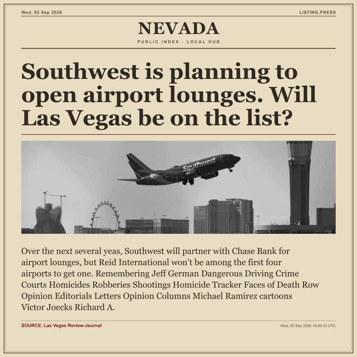 Southwest is planning to open airport lounges. Will Las Vegas be on the list?