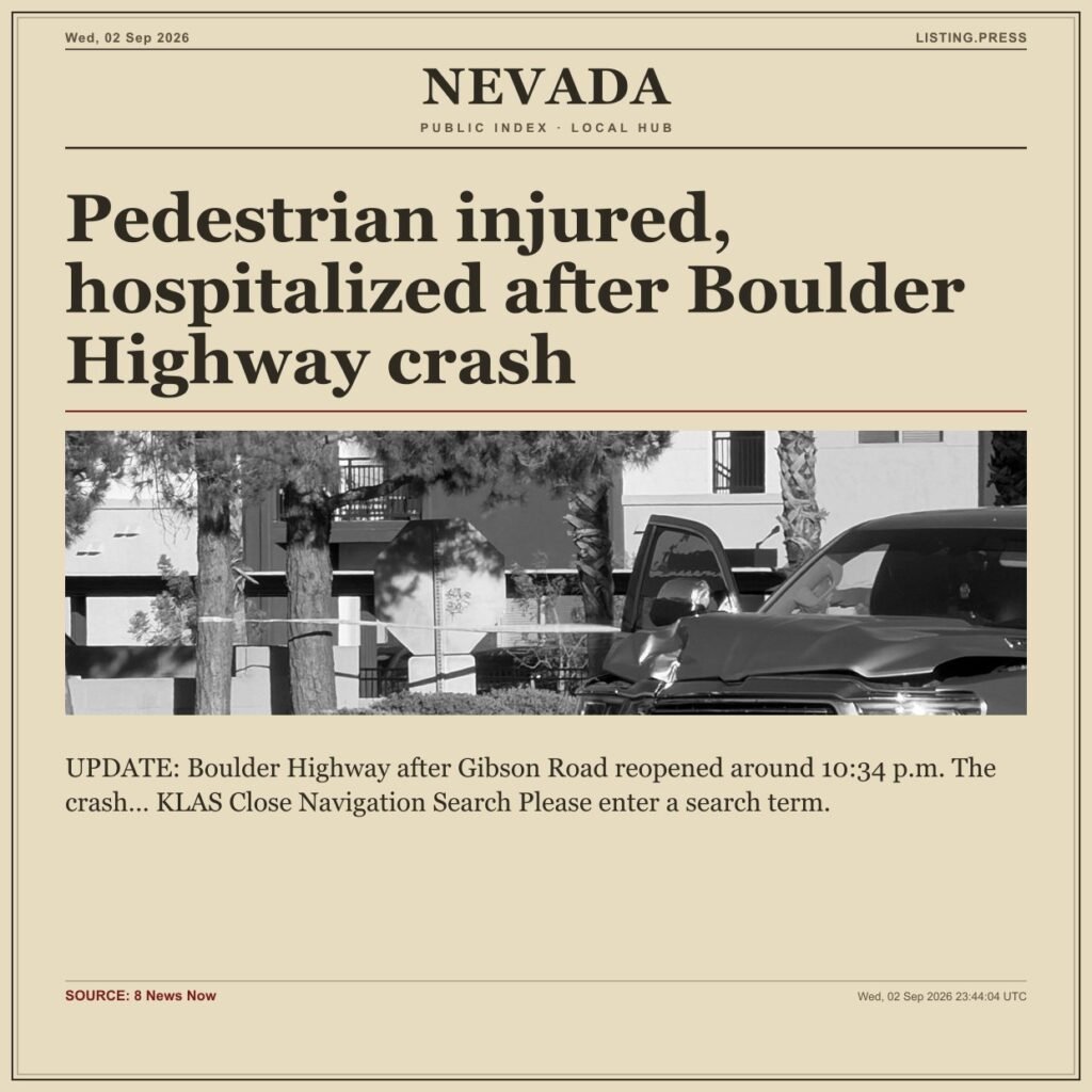 Pedestrian injured, hospitalized after Boulder Highway crash
