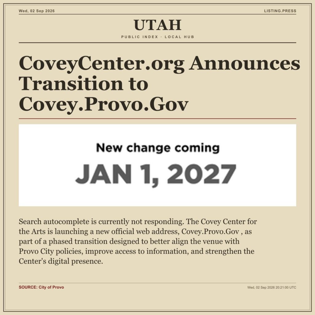 CoveyCenter.org Announces Transition to Covey.Provo.Gov