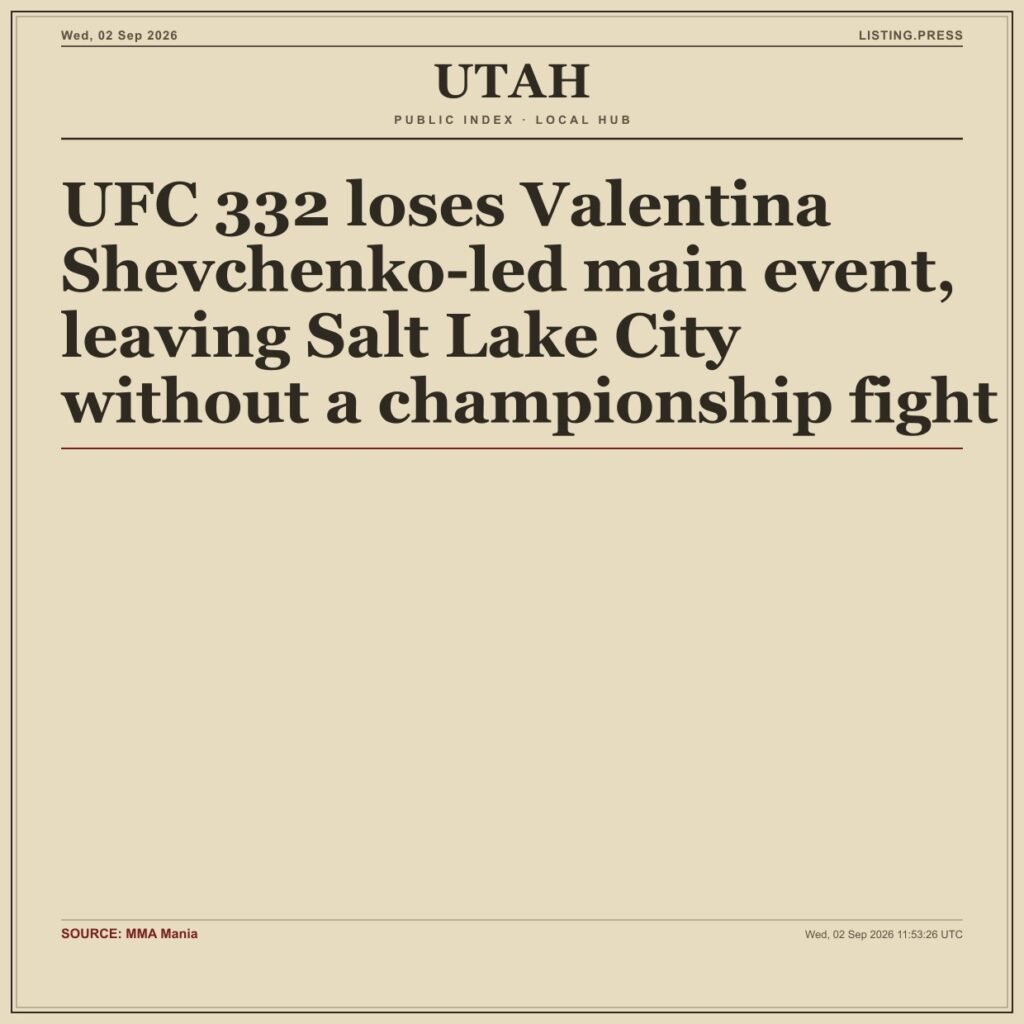 UFC 332 loses Valentina Shevchenko-led main event, leaving Salt Lake City without a championship fight