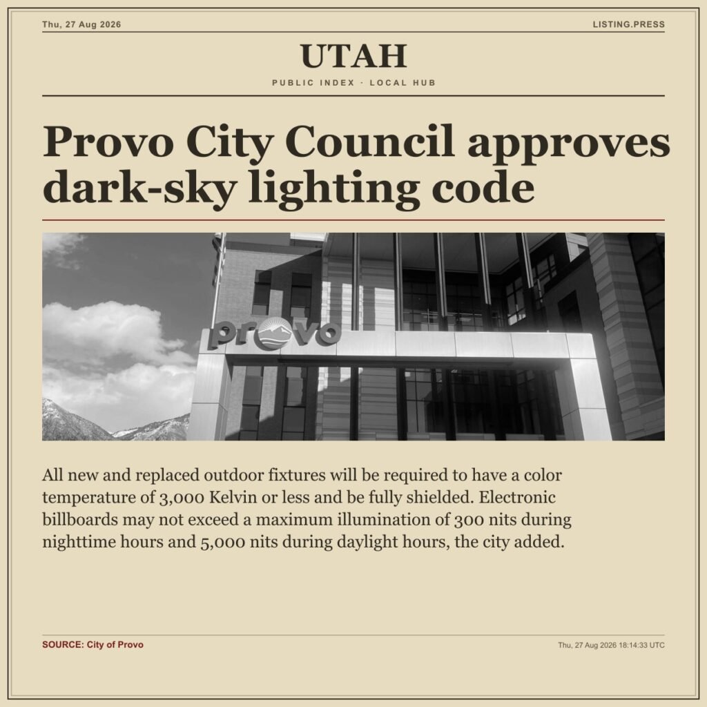 Provo City Council approves dark-sky lighting code