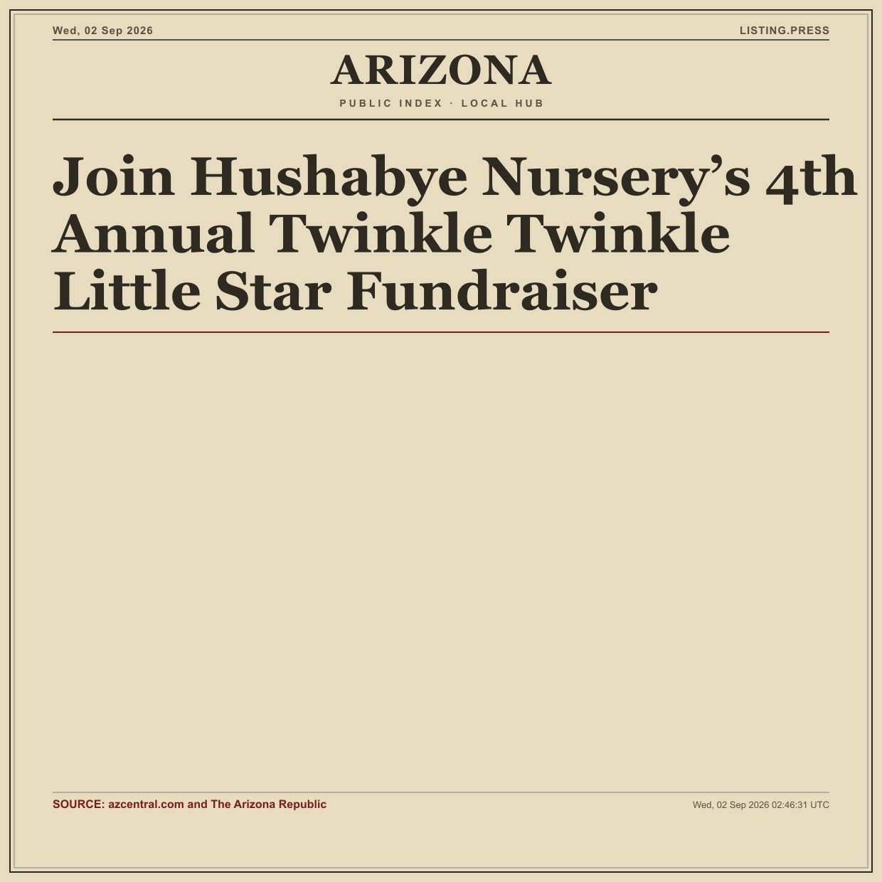 Join Hushabye Nursery’s 4th Annual Twinkle Twinkle Little Star Fundraiser