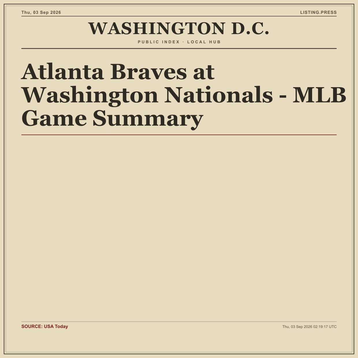 Atlanta Braves at Washington Nationals - MLB Game Summary