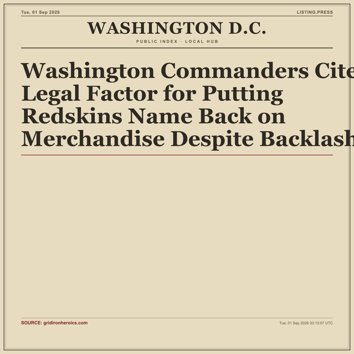 Washington Commanders Cite Legal Factor for Putting Redskins Name Back on Merchandise Despite Backlash