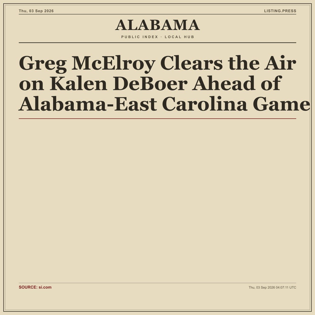 Greg McElroy Clears the Air on Kalen DeBoer Ahead of Alabama-East Carolina Game