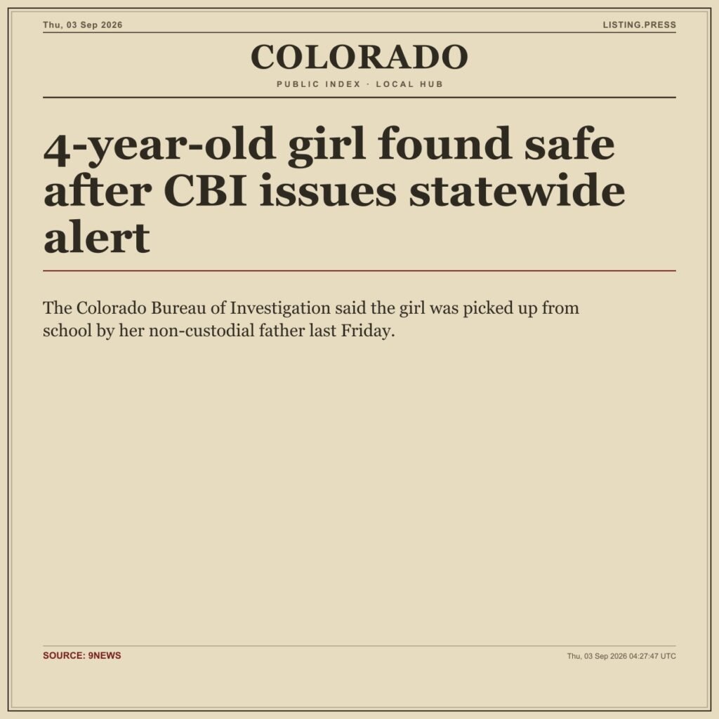 4-year-old girl found safe after CBI issues statewide alert