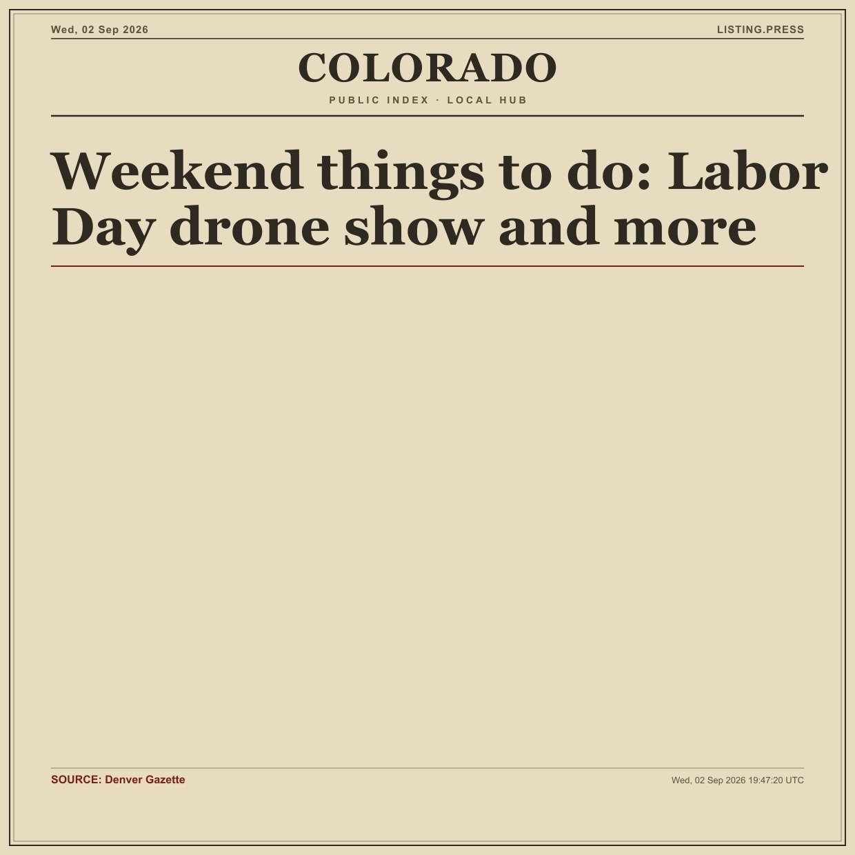 Weekend things to do: Labor Day drone show and more