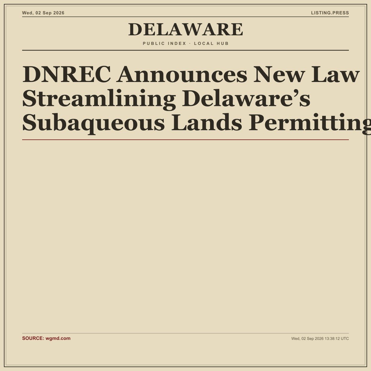 DNREC Announces New Law Streamlining Delaware’s Subaqueous Lands Permitting