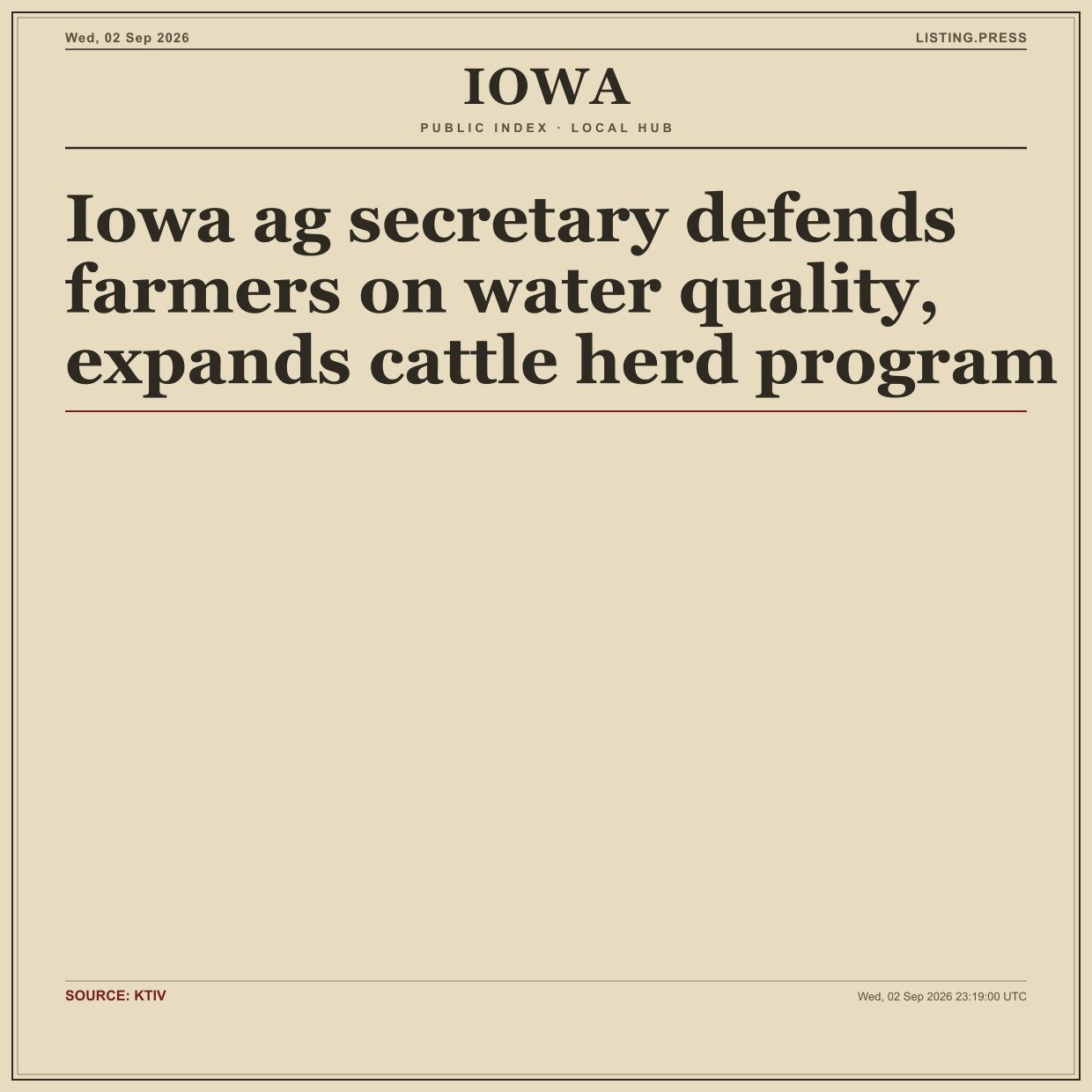 Iowa ag secretary defends farmers on water quality, expands cattle herd program