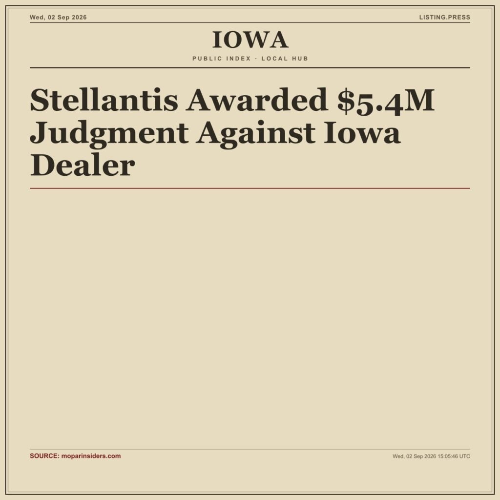 Stellantis Awarded $5.4M Judgment Against Iowa Dealer