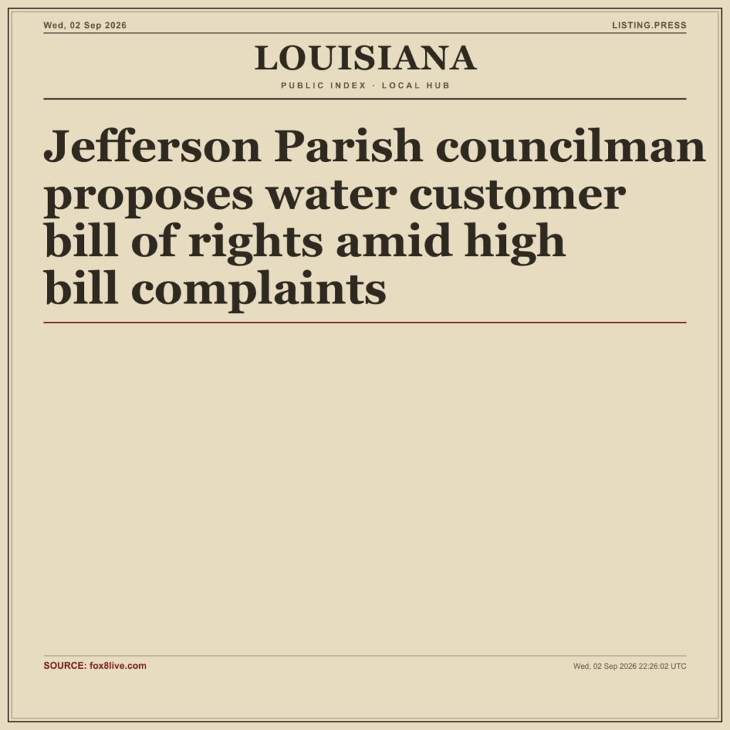 Jefferson Parish councilman proposes water customer bill of rights amid high bill complaints