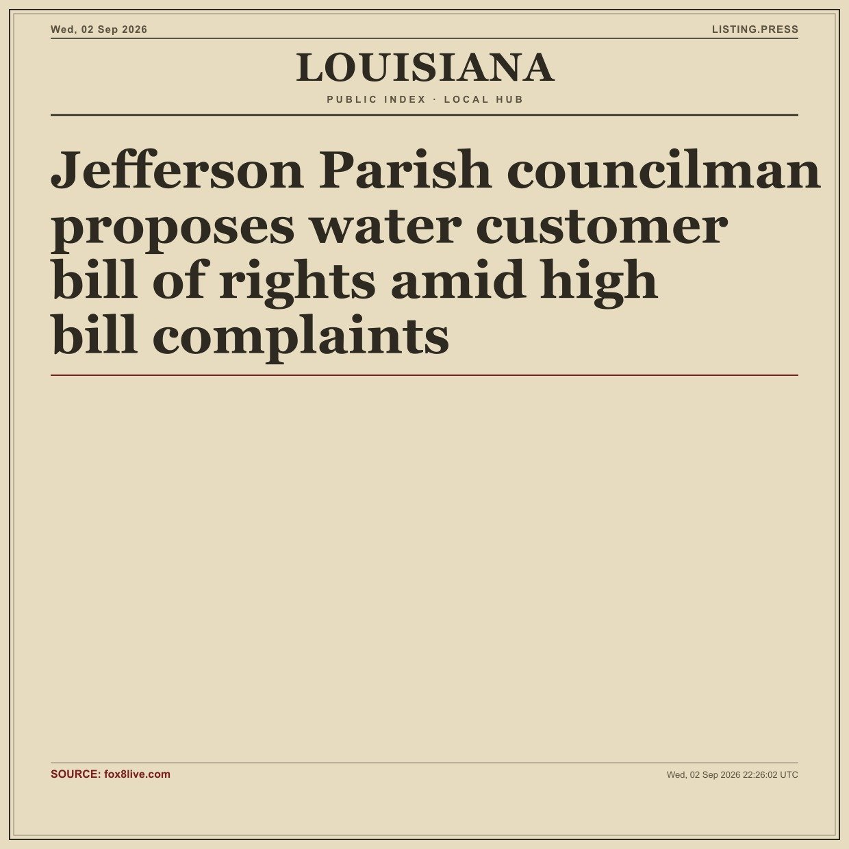 Jefferson Parish councilman proposes water customer bill of rights amid high bill complaints