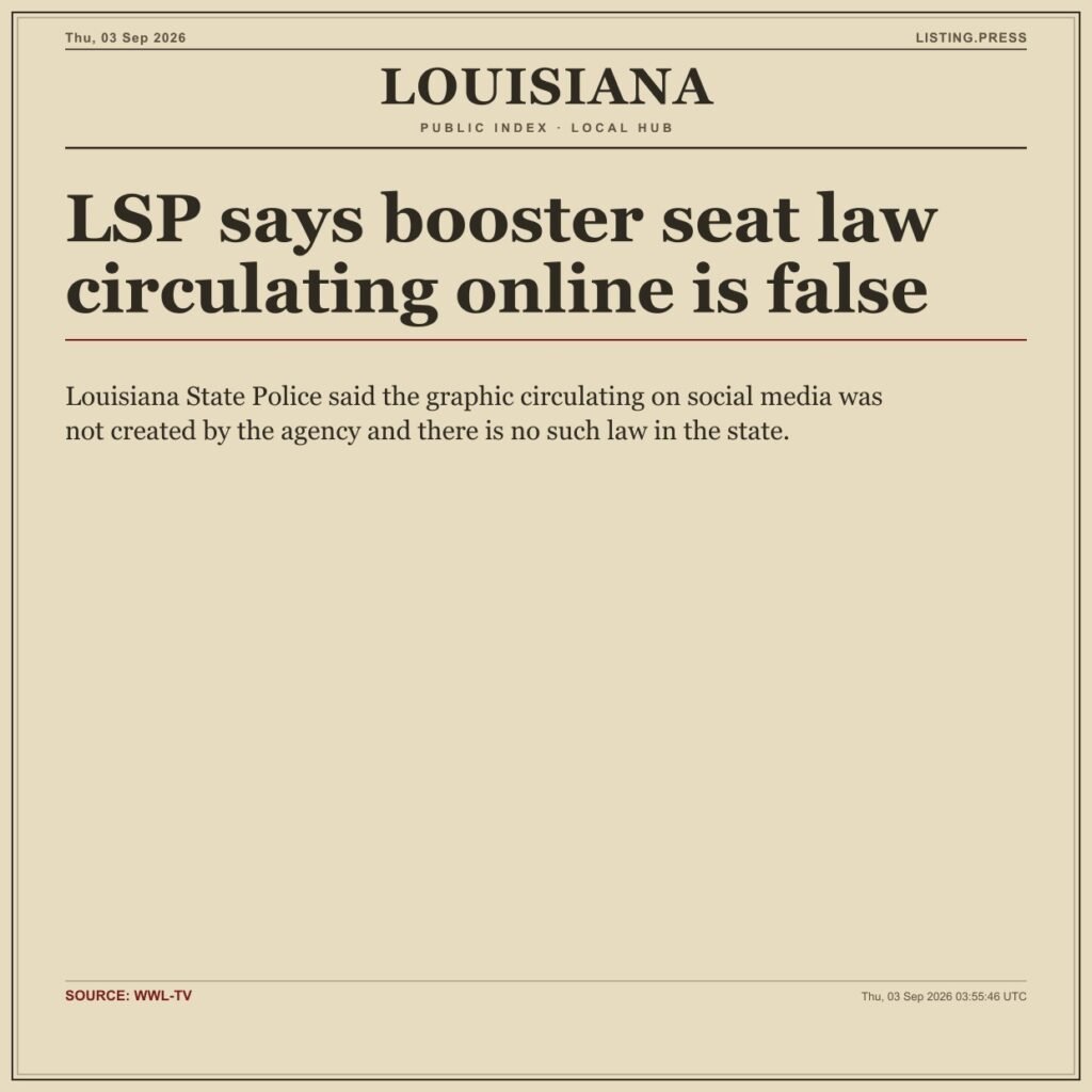 LSP says booster seat law circulating online is false