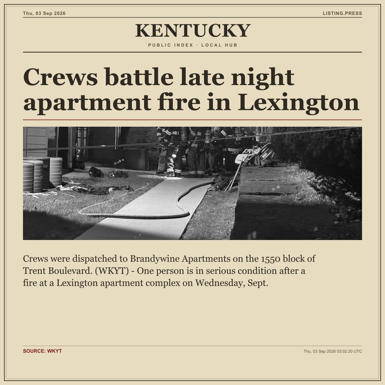Crews battle late night apartment fire in Lexington
