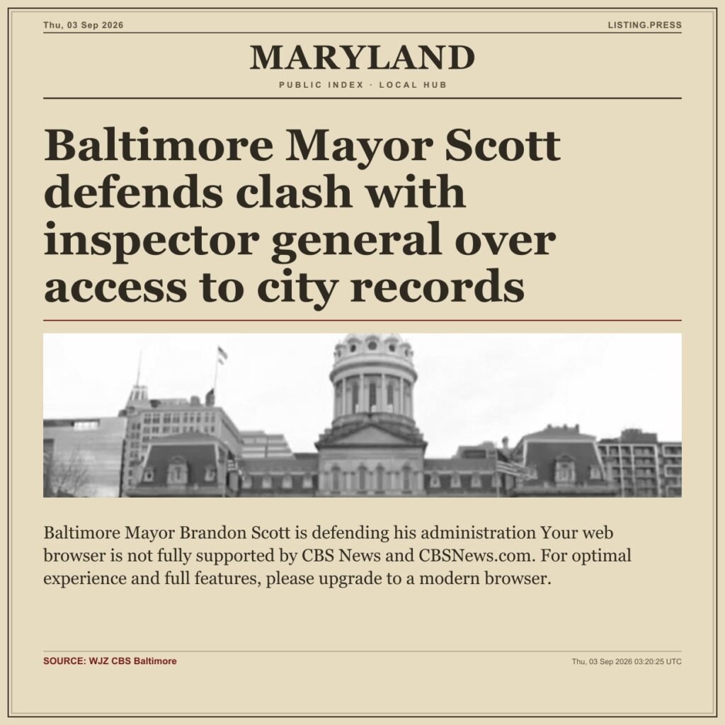 Baltimore Mayor Scott defends clash with inspector general over access to city records
