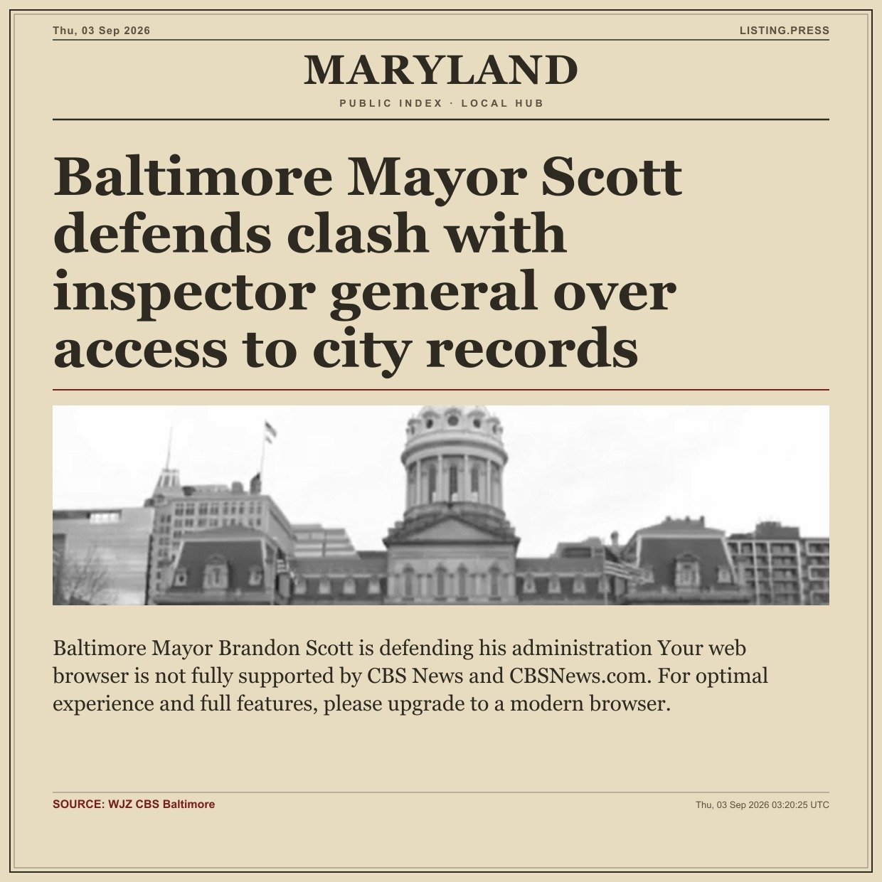 Baltimore Mayor Scott defends clash with inspector general over access to city records
