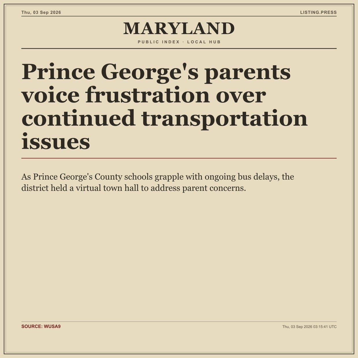 Prince George's parents voice frustration over continued transportation issues