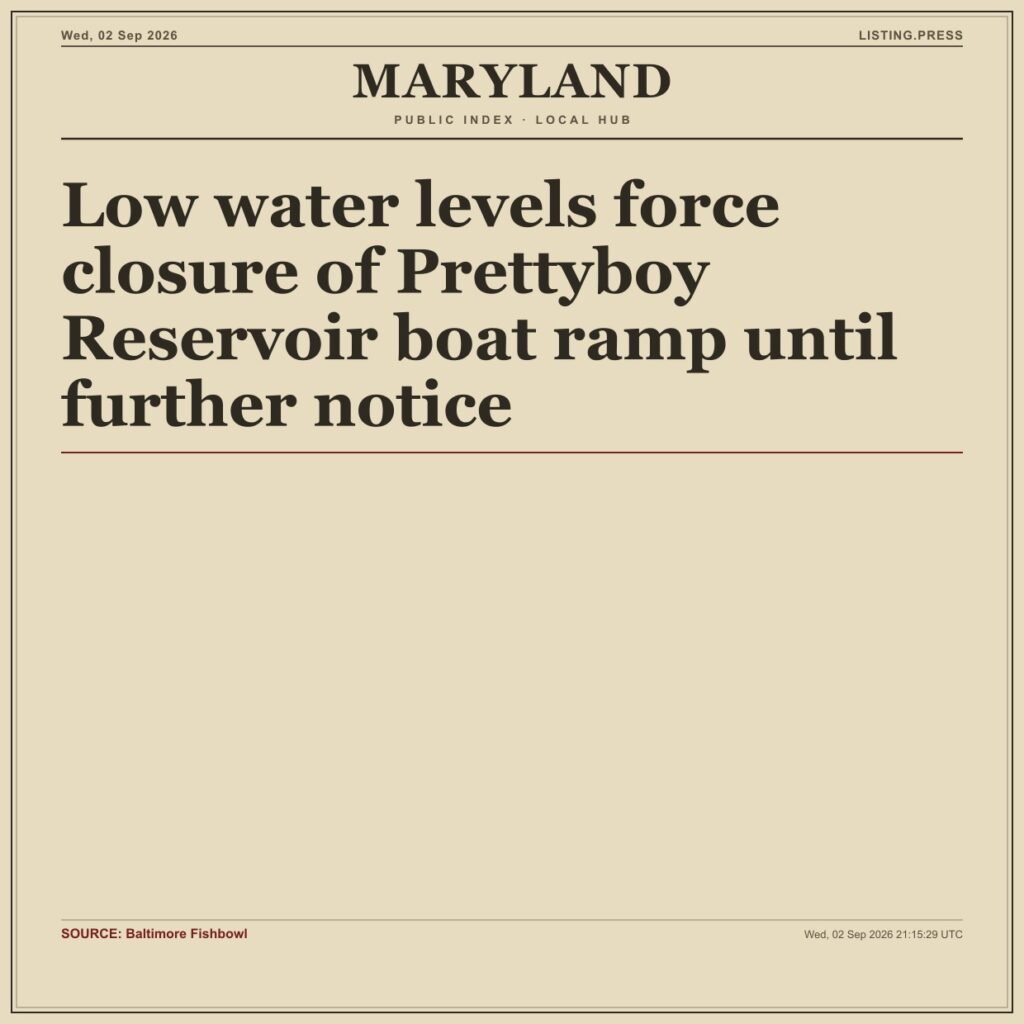 Low water levels force closure of Prettyboy Reservoir boat ramp until further notice