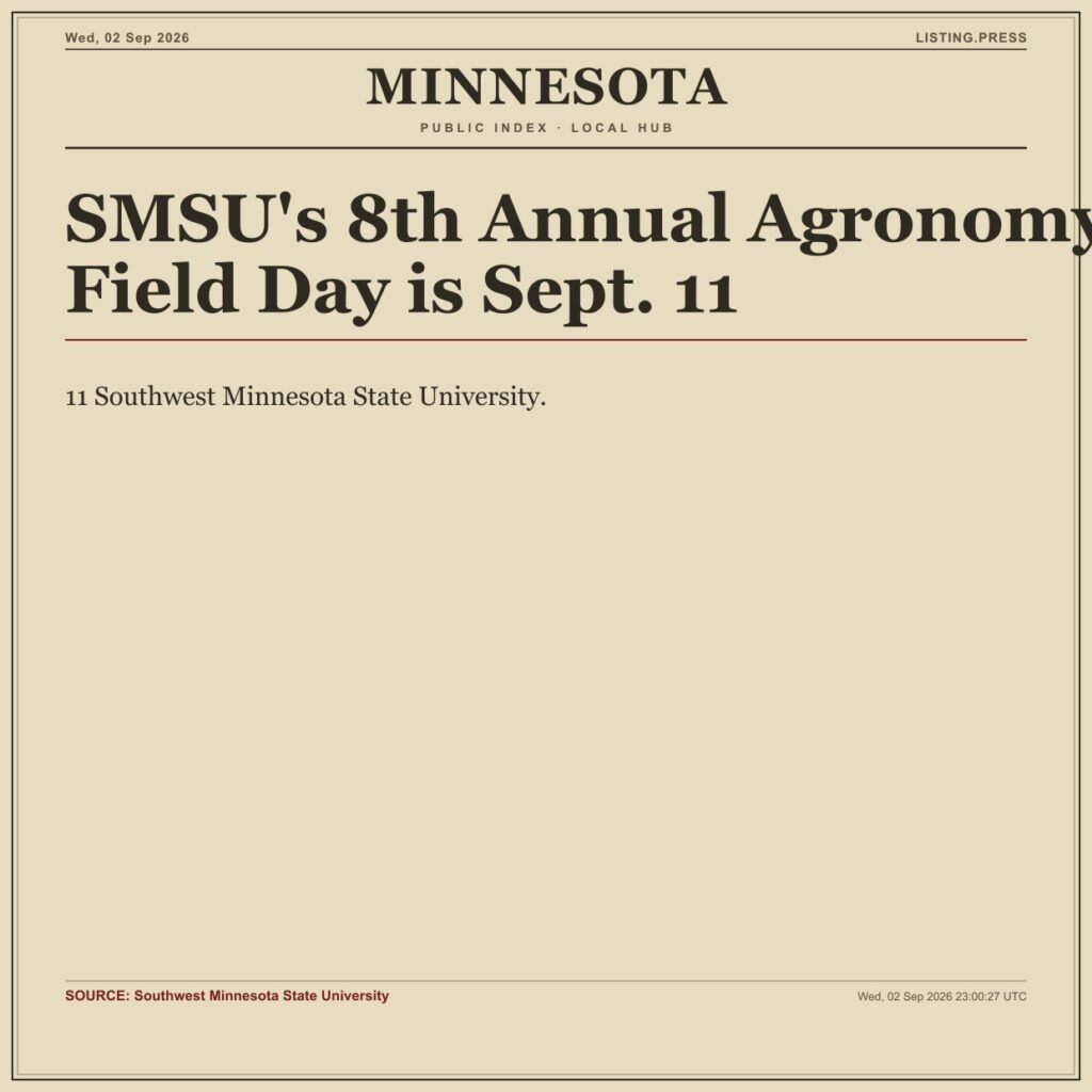 SMSU’s 8th Annual Agronomy Field Day is Sept. 11