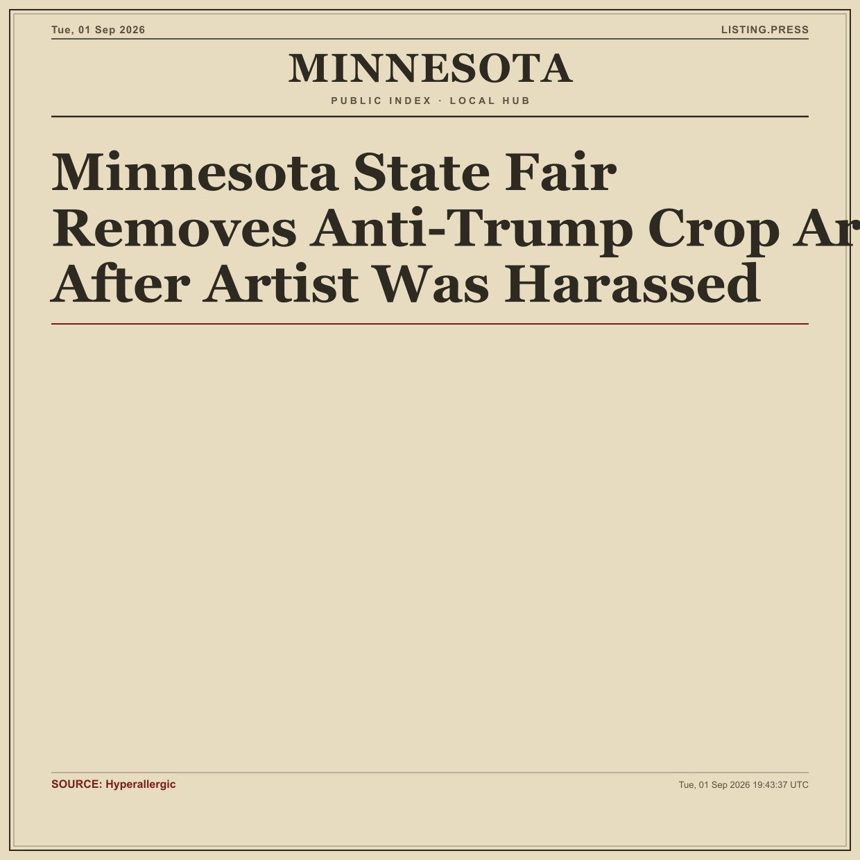 Minnesota State Fair Removes Anti-Trump Crop Art After Artist Was Harassed