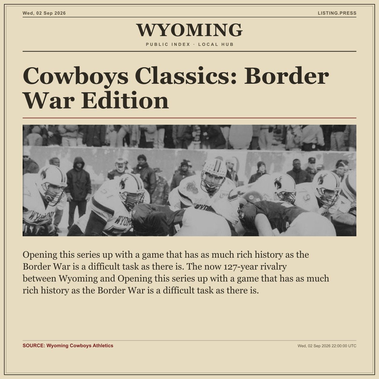 Cowboys Classics: Border War Edition