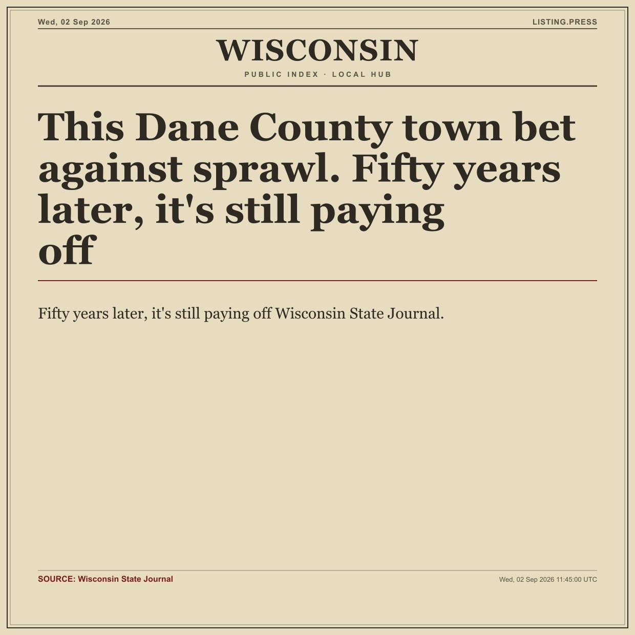 This Dane County town bet against sprawl. Fifty years later, it's still paying off