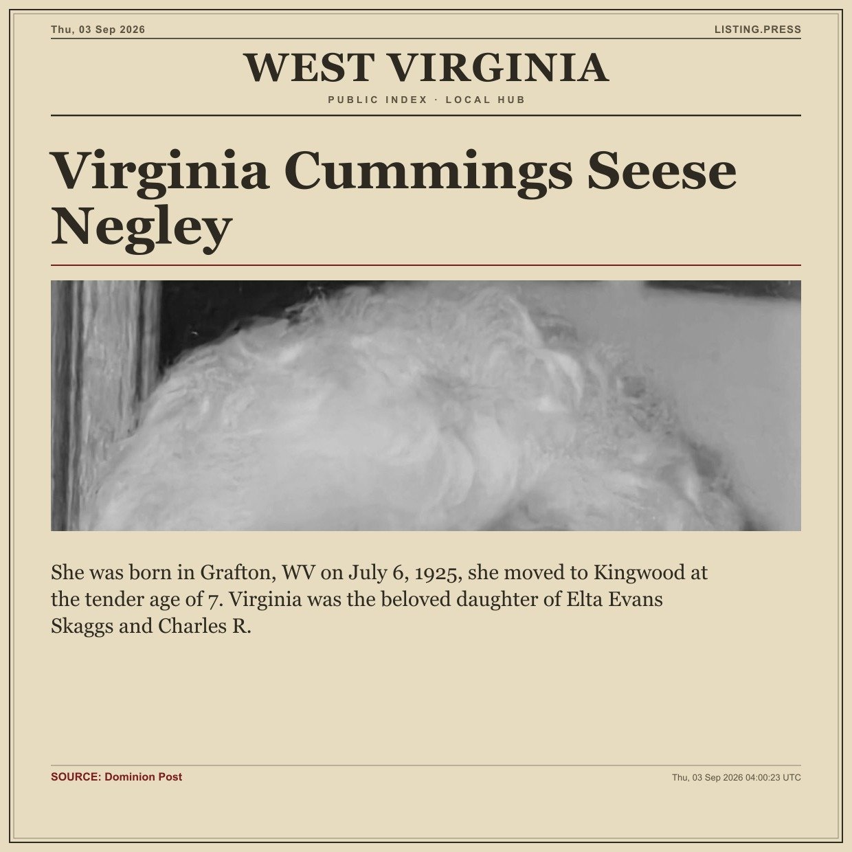 Virginia Cummings Seese Negley