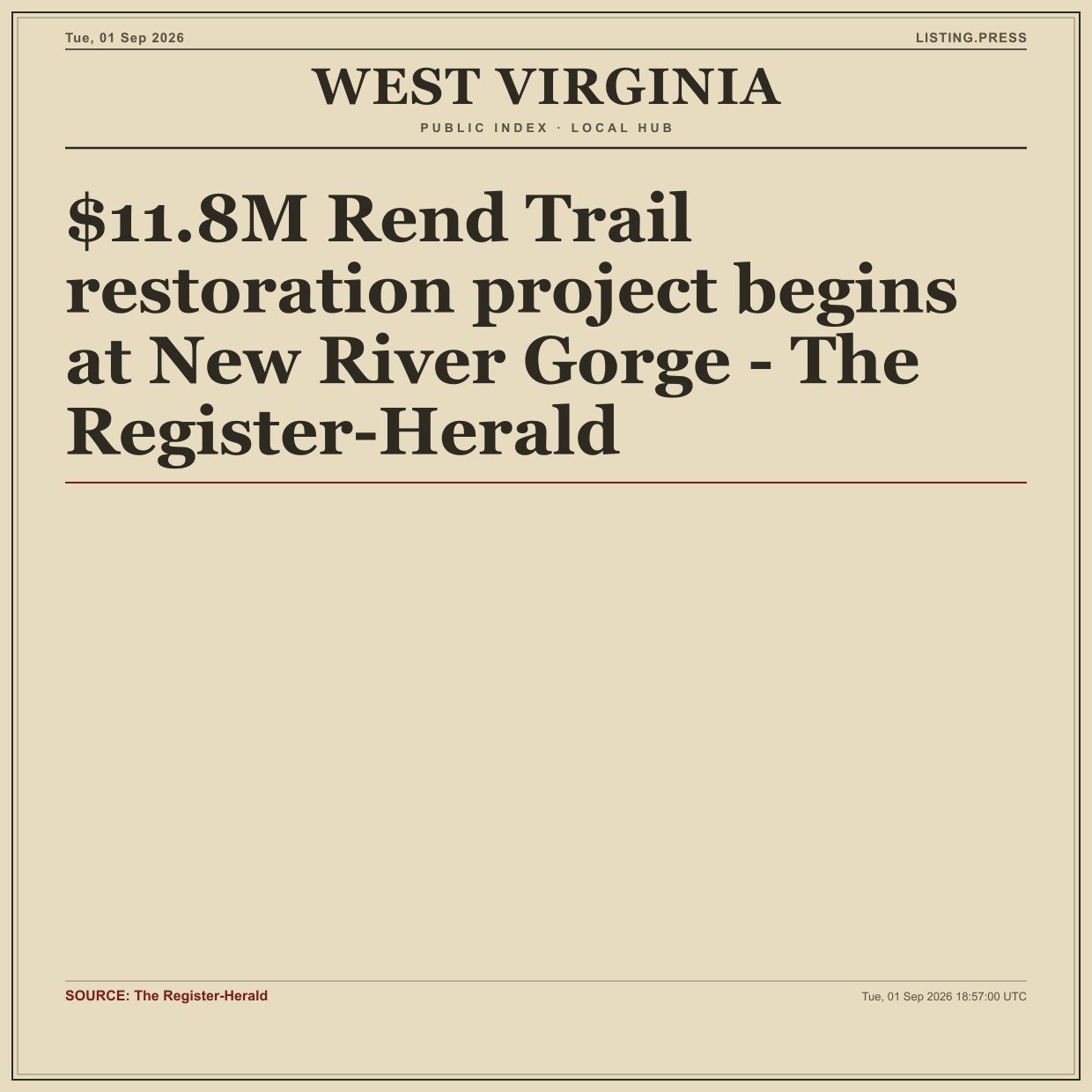 $11.8M Rend Trail restoration project begins at New River Gorge - The Register-Herald