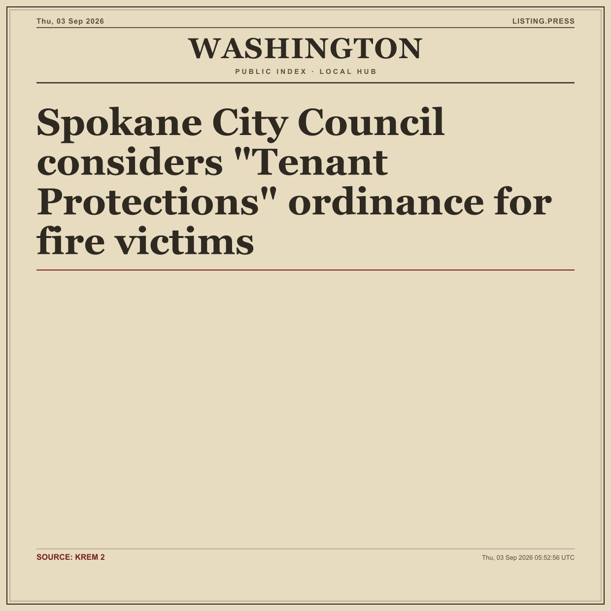 Spokane City Council considers "Tenant Protections" ordinance for fire victims