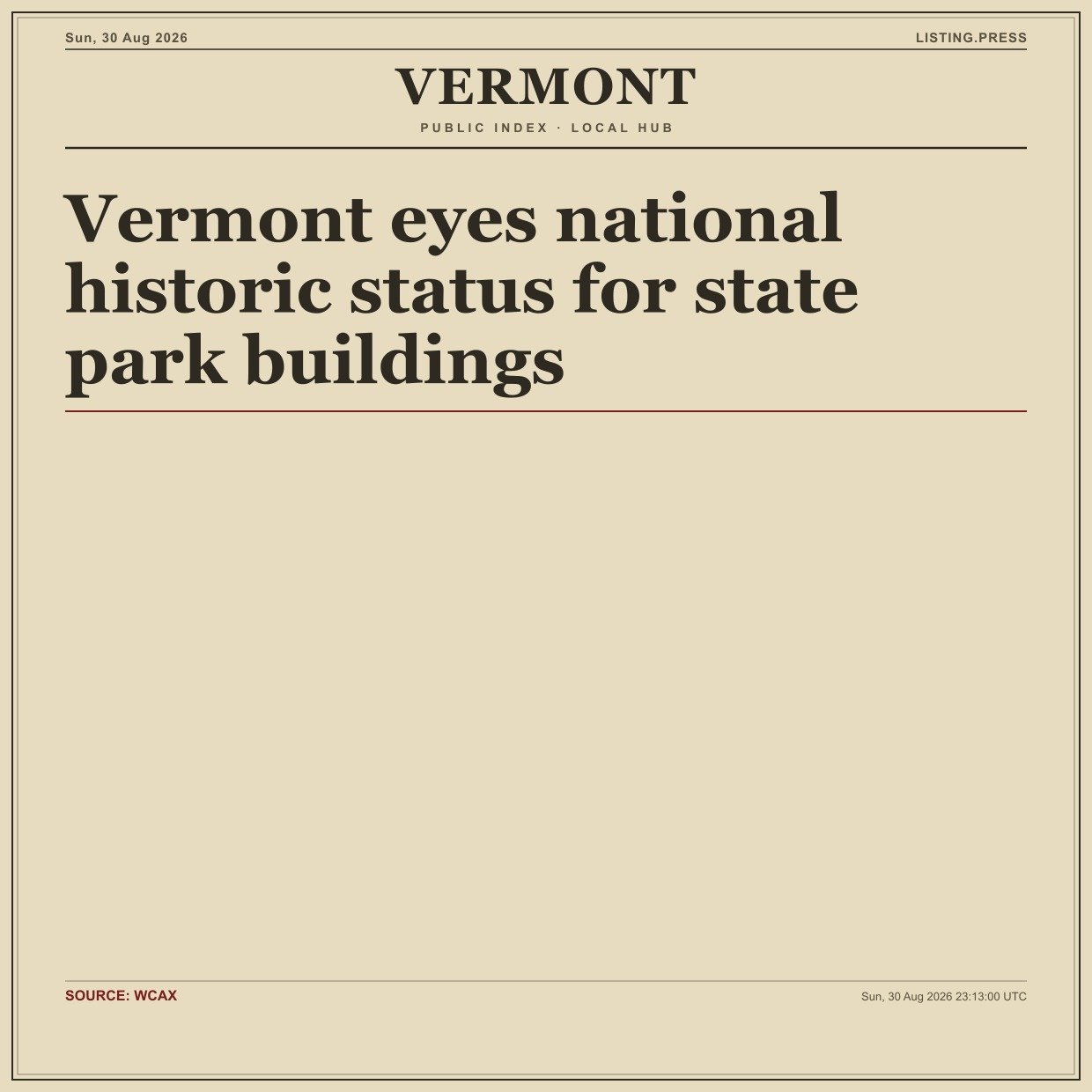 Vermont eyes national historic status for state park buildings