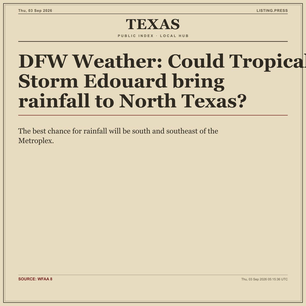 DFW Weather: Could Tropical Storm Edouard bring rainfall to North Texas?