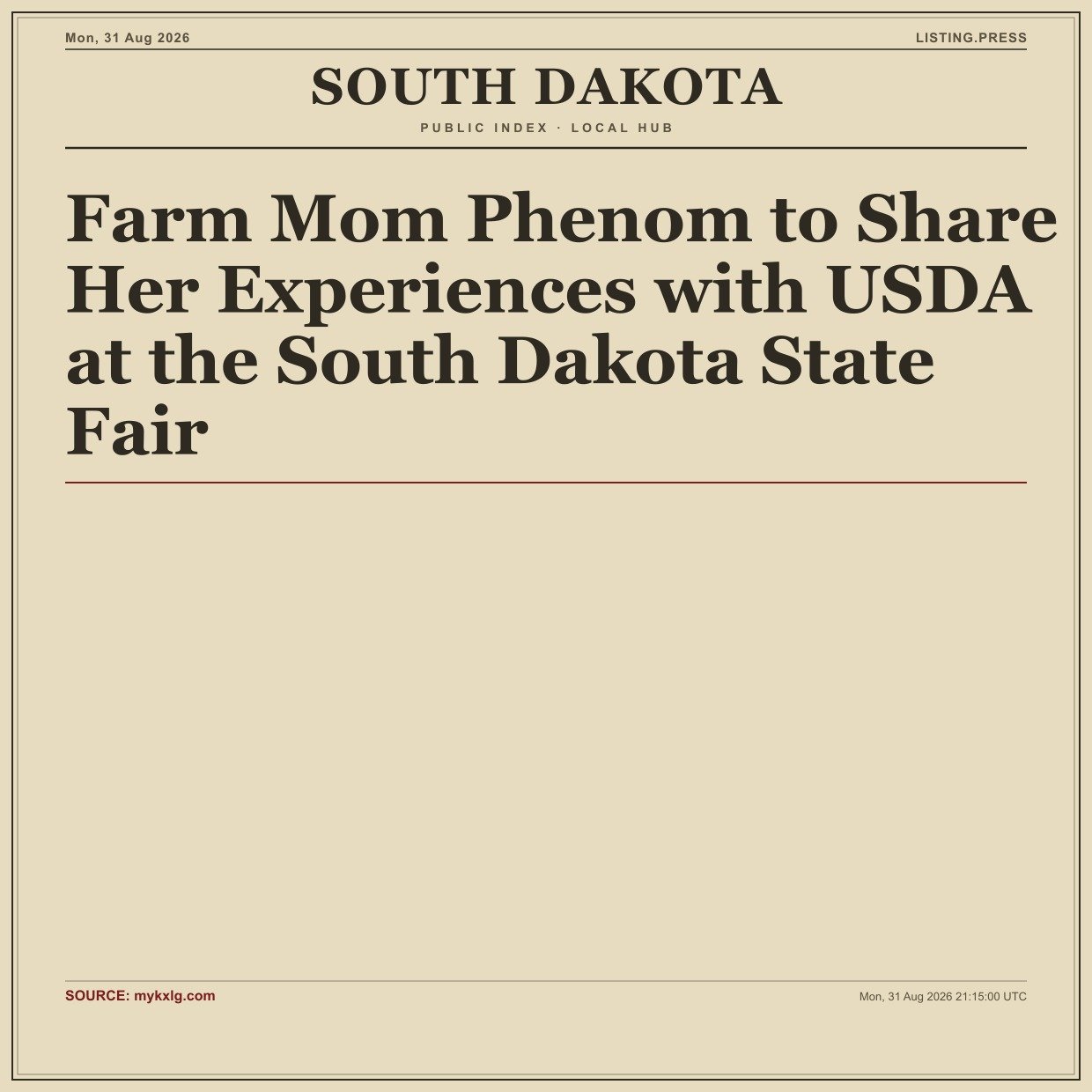 Farm Mom Phenom to Share Her Experiences with USDA at the South Dakota State Fair