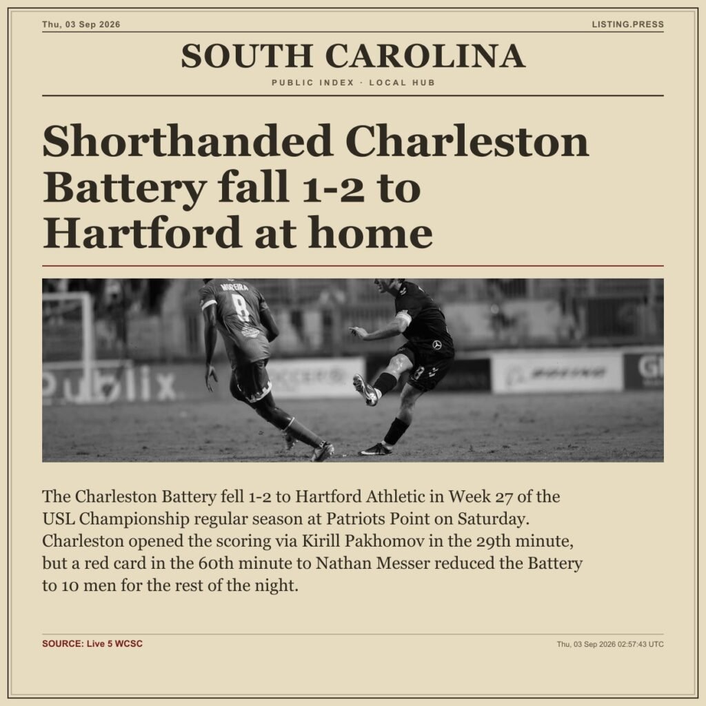Shorthanded Charleston Battery fall 1-2 to Hartford at home