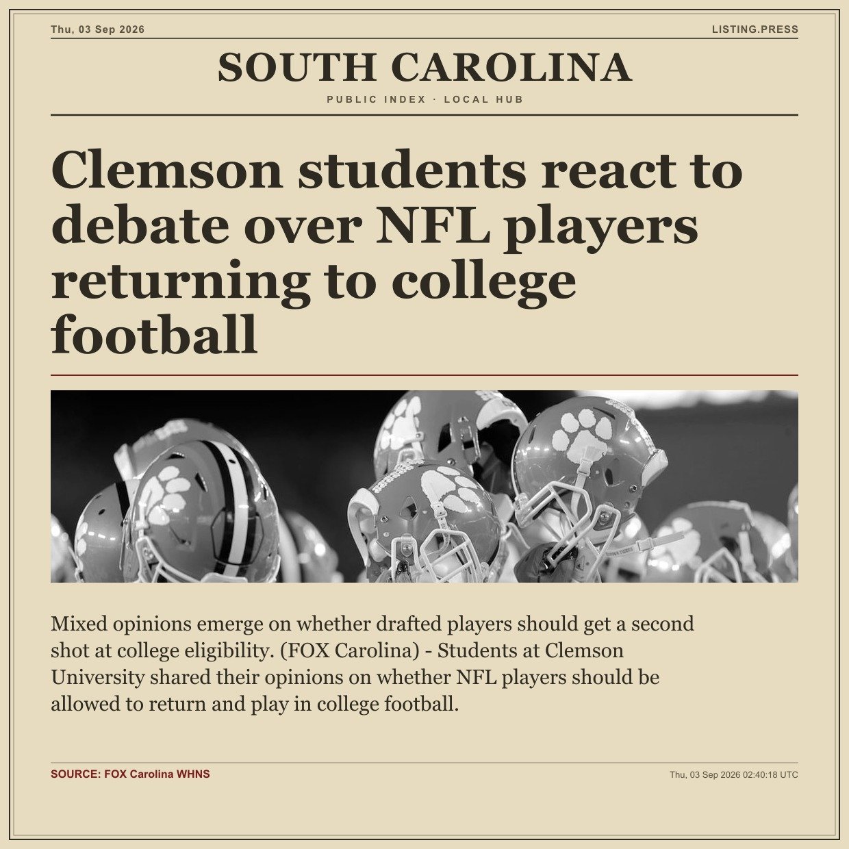 Clemson students react to debate over NFL players returning to college football