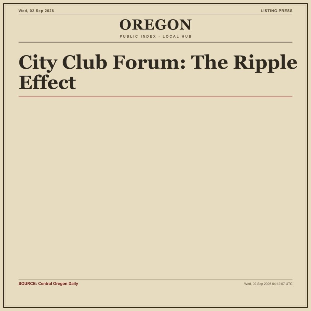 City Club Forum: The Ripple Effect