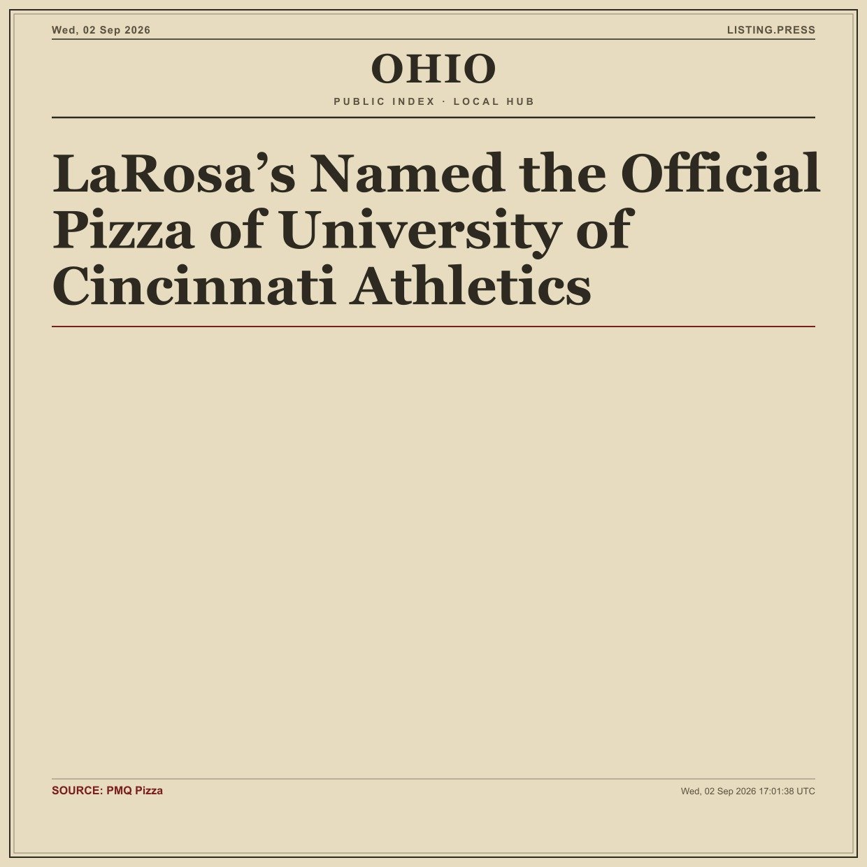 LaRosa’s Named the Official Pizza of University of Cincinnati Athletics
