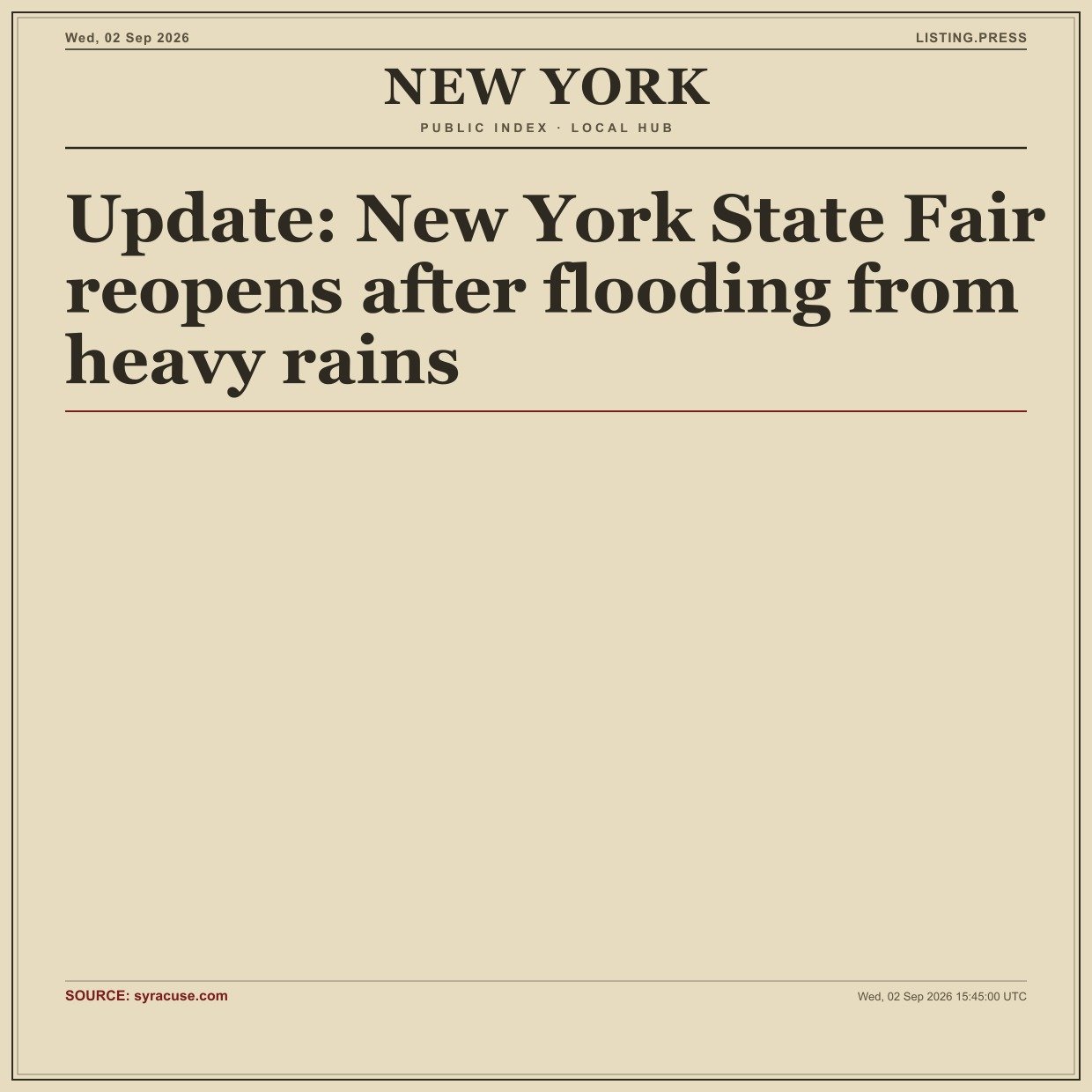Update: New York State Fair reopens after flooding from heavy rains