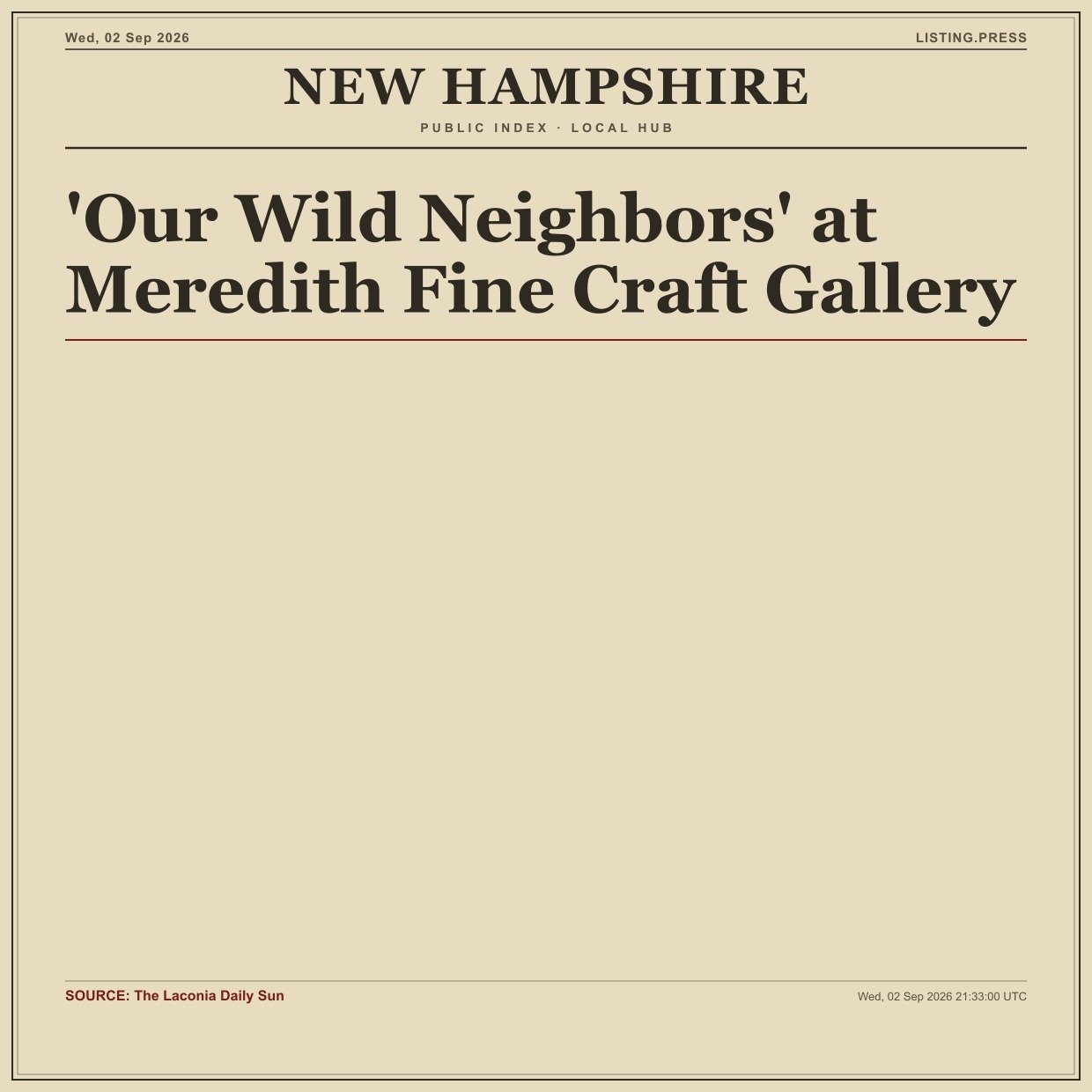 'Our Wild Neighbors' at Meredith Fine Craft Gallery